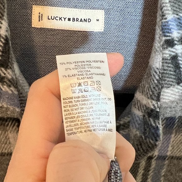 Size Medium Lucky Brand Men's Plaid Brushed Knit Long Sleeve Shirt - Picture 3 of 5